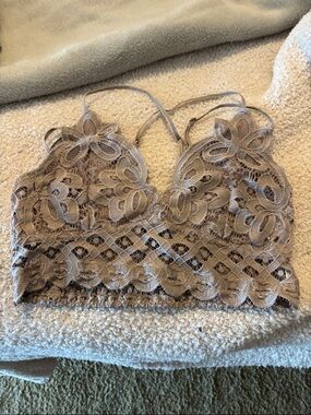 Lace Bralette Crop Top in Taupe